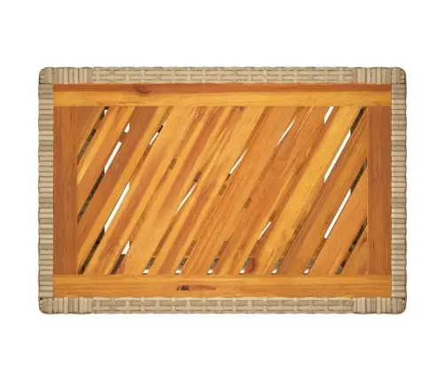 Dārza Galds Ar Koka Virsmu, 60X40X75 Cm, Bēša Pe Rotangpalma Vidaxl Dārza Galds Ar Koka Virsmu, 60X40X75 Cm, Bēša Pe Rotangpalma Vidaxl