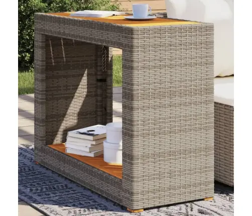 Dārza Galds, Koka Virsma, Pelēks, 100X40X75 Cm, Pe Rotangpalma Vidaxl