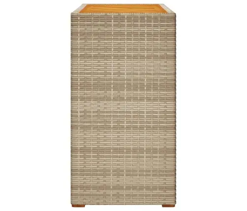 Stalas Su Mediniu Stalviršiu, Smėlio, 100X40X75cm Poliratanas