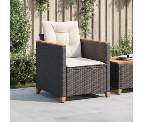 Sodo Kėdė Su Pagalvėlėmis, Juodos Spalvos, Poliratanas