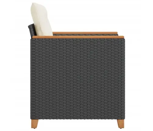 Sodo Kėdė Su Pagalvėlėmis, Juodos Spalvos, Poliratanas