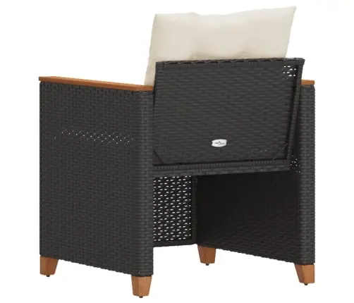 Sodo Kėdė Su Pagalvėlėmis, Juodos Spalvos, Poliratanas