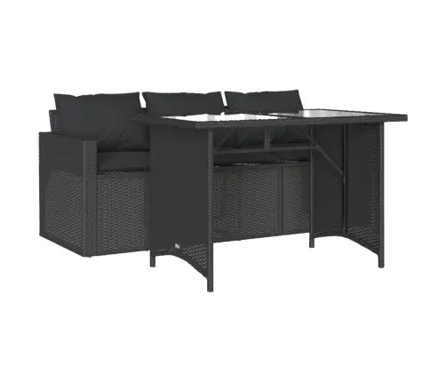 2-Osaline Aiamööbli Komplekt Patjadega, Must, Polürotang