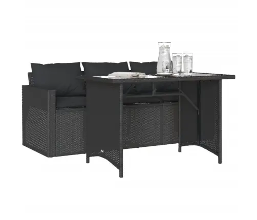 2-Osaline Aiamööbli Komplekt Patjadega, Must, Polürotang