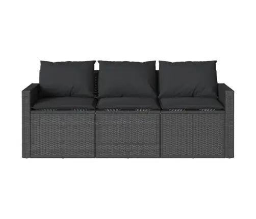 2-Osaline Aiamööbli Komplekt Patjadega, Must, Polürotang