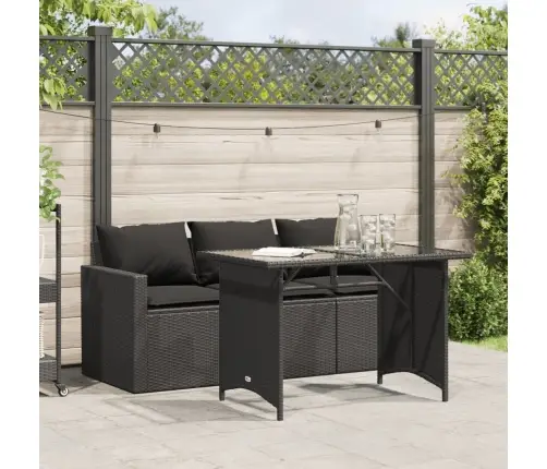 2-Osaline Aiamööbli Komplekt Patjadega, Must, Polürotang