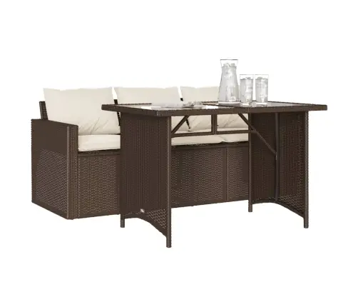 2-Daļīgs Dārza Mēbeļu Komplekts, Matrači, Brūna Pe Rotangpalma Vidaxl