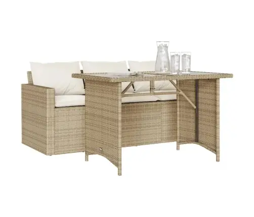 Sodo Komplektas Su Pagalvėlėmis, 2 Dalių, Smėlio, Poliratanas