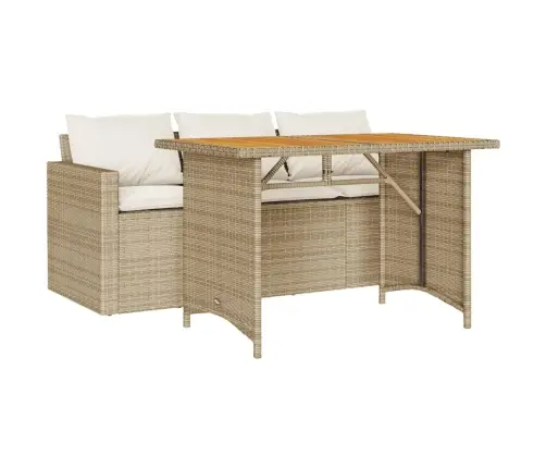 2-Daļīgs Dārza Mēbeļu Komplekts, Matrači, Bēša Pe Rotangpalma Vidaxl