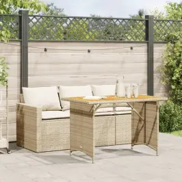 2-Daļīgs Dārza Mēbeļu Komplekts, Matrači, Bēša Pe Rotangpalma Vidaxl