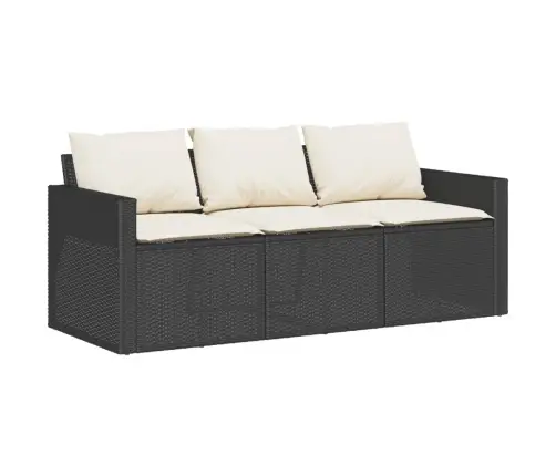 Trīsvietīgs Dārza Dīvāns Ar Matračiem, Melna Pe Rotangpalma Vidaxl