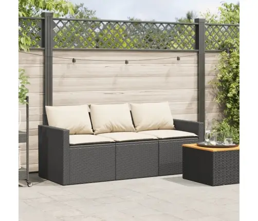 Trīsvietīgs Dārza Dīvāns Ar Matračiem, Melna Pe Rotangpalma Vidaxl