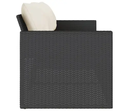 Trīsvietīgs Dārza Dīvāns Ar Matračiem, Melna Pe Rotangpalma Vidaxl