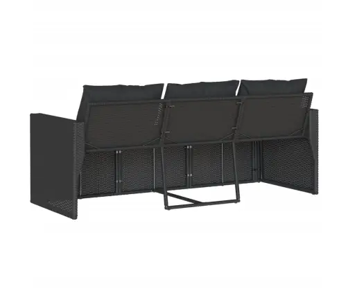 Trīsvietīgs Dārza Dīvāns Ar Matračiem, Melna Pe Rotangpalma Vidaxl