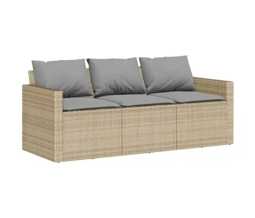 Trīsvietīgs Dārza Dīvāns Ar Matračiem, Bēša Pe Rotangpalma Vidaxl