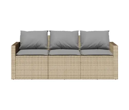 Trīsvietīgs Dārza Dīvāns Ar Matračiem, Bēša Pe Rotangpalma Vidaxl