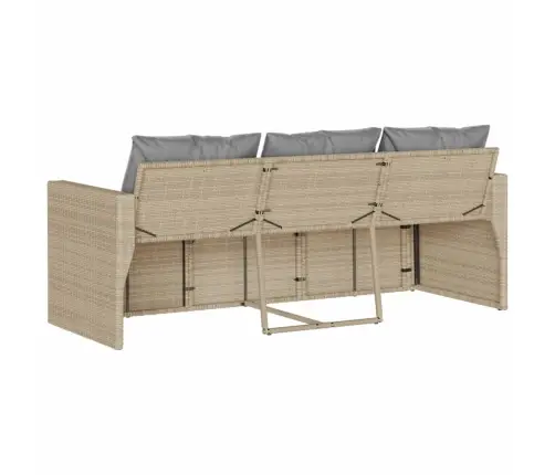 Trīsvietīgs Dārza Dīvāns Ar Matračiem, Bēša Pe Rotangpalma Vidaxl