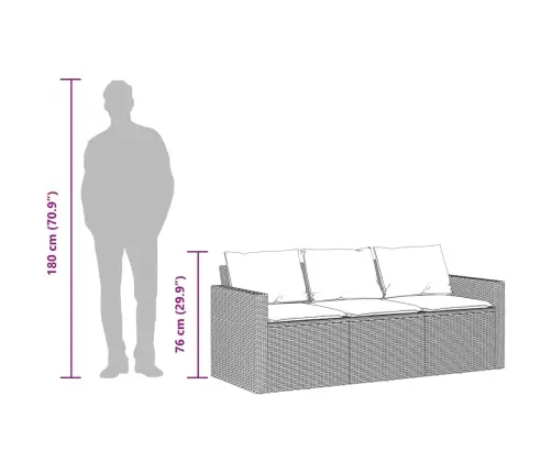 Trīsvietīgs Dārza Dīvāns Ar Matračiem, Bēša Pe Rotangpalma Vidaxl
