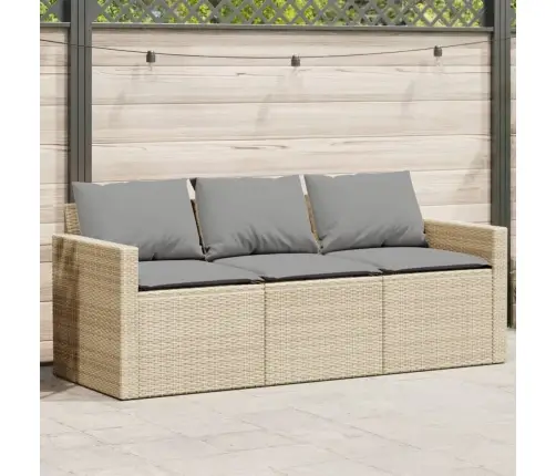 Trīsvietīgs Dārza Dīvāns Ar Matračiem, Bēša Pe Rotangpalma Vidaxl