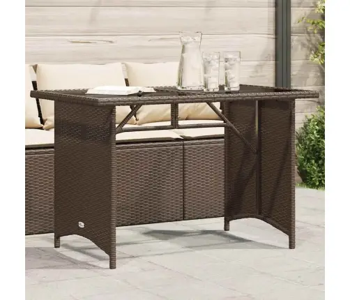 Dārza Galds, Stikla Virsma, Brūns, 110X68X70 Cm, Pe Rotangpalma Vidaxl