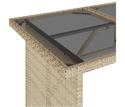 Dārza Galds, Stikla Virsma, Bēšs, 110X68X70 Cm, Pe Rotangpalma Vidaxl