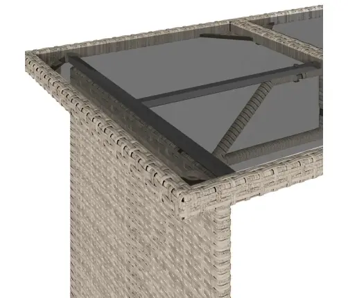 Dārza Galds, Stikla Virsma, Gaiši Pelēks,110X68X70Cm, Pe Pinums Vidaxl