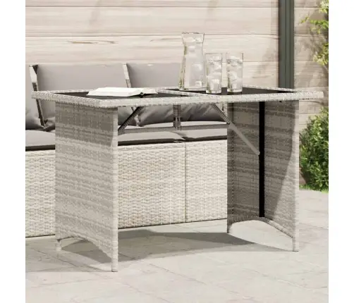 Dārza Galds, Stikla Virsma, Gaiši Pelēks,110X68X70Cm, Pe Pinums Vidaxl