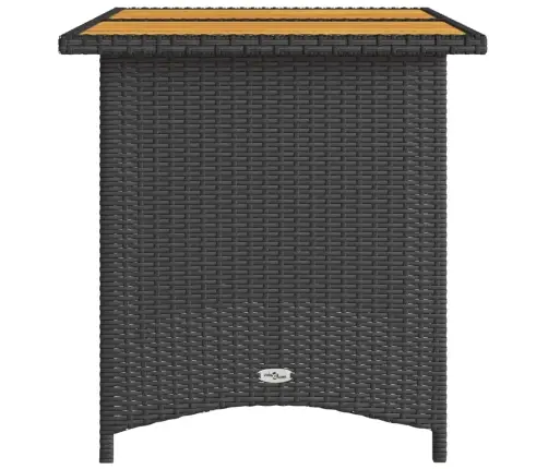 Stalas Su Mediniu Stalviršiu, Juodas, 110X68X70cm Poliratanas