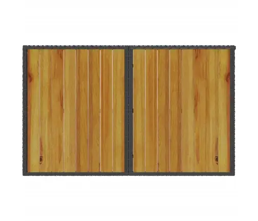 Stalas Su Mediniu Stalviršiu, Juodas, 110X68X70cm Poliratanas