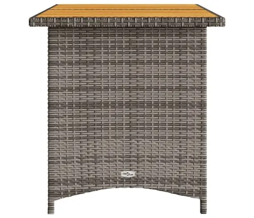 Dārza Galds, Koka Virsma, Pelēks, 110X68X70 Cm, Pe Rotangpalma Vidaxl