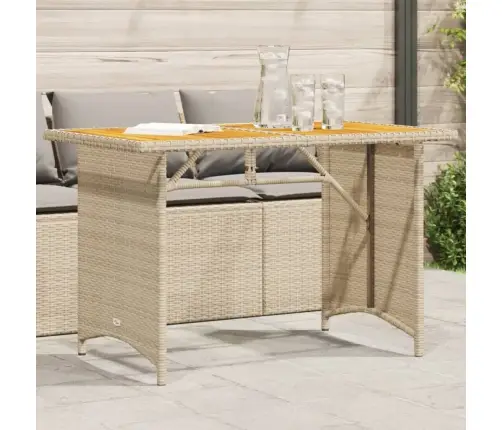 Dārza Galds, Koka Virsma, Bēšs, 110X68X70 Cm, Pe Rotangpalma Vidaxl