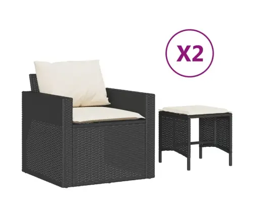 4-Osaline Aiadiivani Komplekt Patjadega, Must, Polürotang