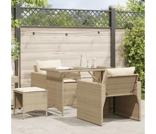 4-Daļīgs Dārza Dīvāna Komplekts, Matrači, Bēša Pe Rotangpalma Vidaxl