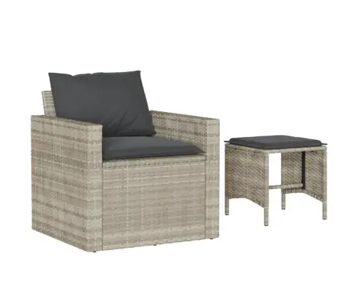 4-Daļīgs Dārza Dīvānu Komplekts,Matrači, Gaiši Pelēka Pe Pinums Vidaxl