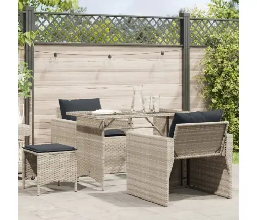 4-Daļīgs Dārza Dīvānu Komplekts,Matrači, Gaiši Pelēka Pe Pinums Vidaxl