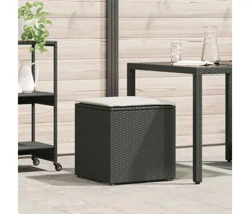 Pagalvėlės Dėžutė Su Saugykla Juoda 50 X 50 X 50 Cm Poliratanas Pagalvėlės Dėžutė Su Saugykla Juoda 50 X 50 X 50 Cm Poliratanas