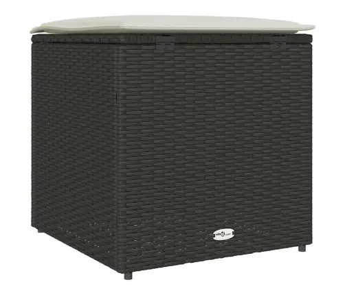 Pagalvėlės Dėžutė Su Saugykla Juoda 50 X 50 X 50 Cm Poliratanas Pagalvėlės Dėžutė Su Saugykla Juoda 50 X 50 X 50 Cm Poliratanas