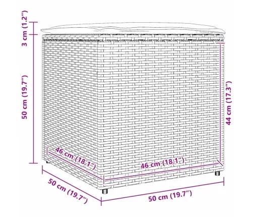 Pagalvėlės Dėžutė Su Saugykla Juoda 50 X 50 X 50 Cm Poliratanas Pagalvėlės Dėžutė Su Saugykla Juoda 50 X 50 X 50 Cm Poliratanas