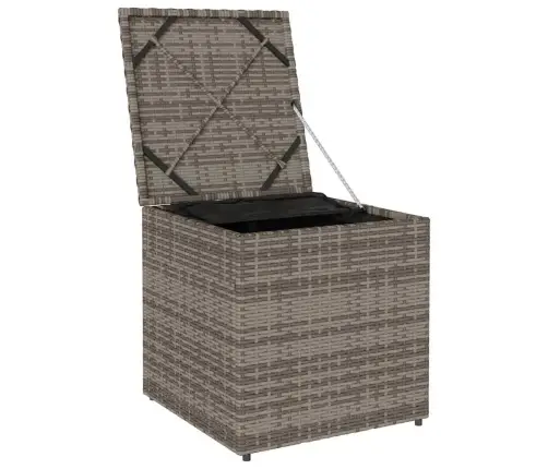 Pagalvėlės Dėžutė Su Saugykla Pilka 50 X 50 X 50 Cm Poliratanas