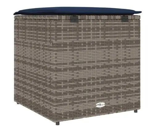 Pagalvėlės Dėžutė Su Saugykla Pilka 50 X 50 X 50 Cm Poliratanas