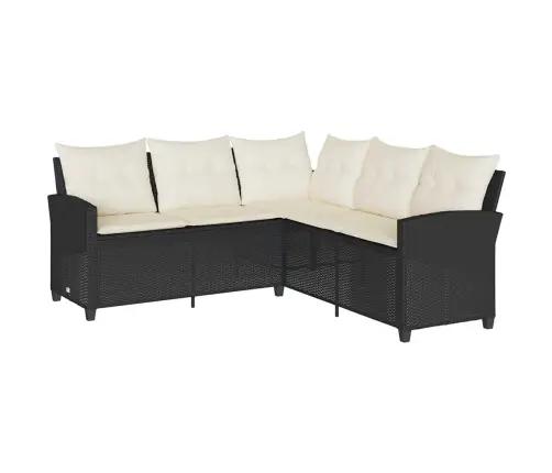 L Formos Sofa Sofa Su Pagalvėlėmis Juodos Poliuretano Spalvos