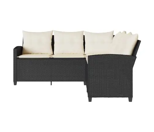 L Formos Sofa Sofa Su Pagalvėlėmis Juodos Poliuretano Spalvos