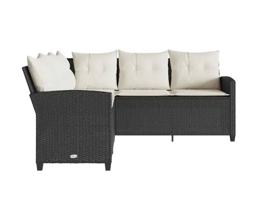 L Formos Sofa Sofa Su Pagalvėlėmis Juodos Poliuretano Spalvos