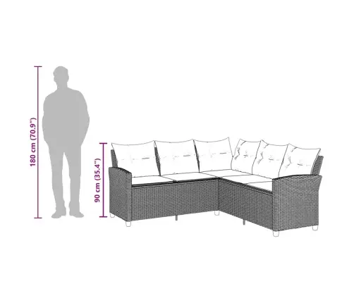 L Formos Sofa Sofa Su Pagalvėlėmis Juodos Poliuretano Spalvos