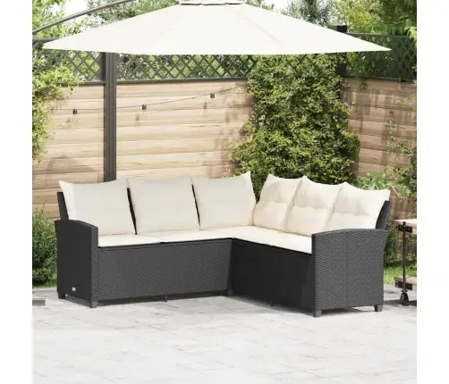 L Formos Sofa Sofa Su Pagalvėlėmis Juodos Poliuretano Spalvos