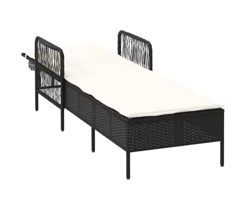 Sauļošanās Zvilnis Ar Spilvenu Melna 157 X 55 X 92Cm Poliratāns Vidaxl