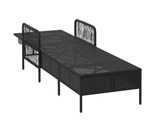 Sauļošanās Zvilnis Ar Spilvenu Melna 157 X 55 X 92Cm Poliratāns Vidaxl