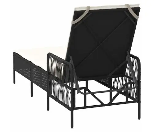 Sauļošanās Zvilnis Ar Spilvenu Melna 157 X 55 X 92Cm Poliratāns Vidaxl