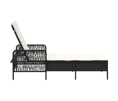 Sauļošanās Zvilnis Ar Spilvenu Melna 157 X 55 X 92Cm Poliratāns Vidaxl