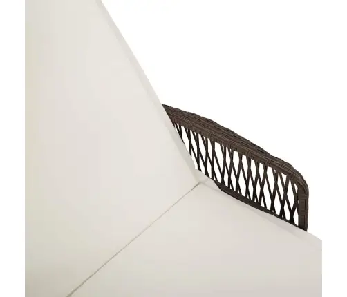 Sauļošanās Krēsls Brūns Un Krēmkrāsas Pe Rattan 157 X 55 X 92 Cm Vidaxl